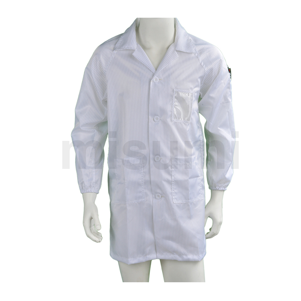 白色條紋防靜電翻領紐扣大褂定制款