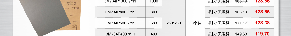 3M耐水砂紙734系列紙