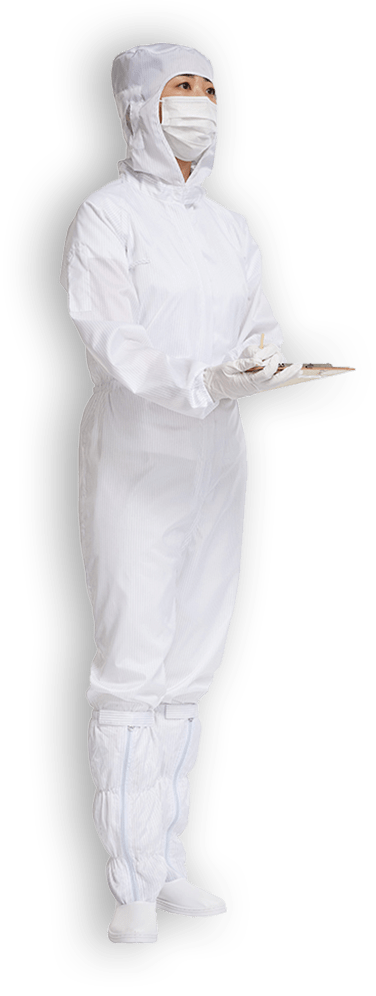 白色條紋防靜電
																				連帽連體服