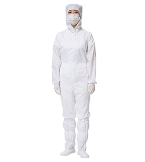 白色條紋防靜電
												連帽連體服