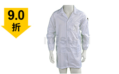 白色條紋防靜電翻領紐扣大褂定制款